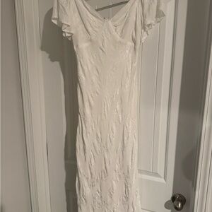 Lulu's White Flutter Sleeve Wedding Dress